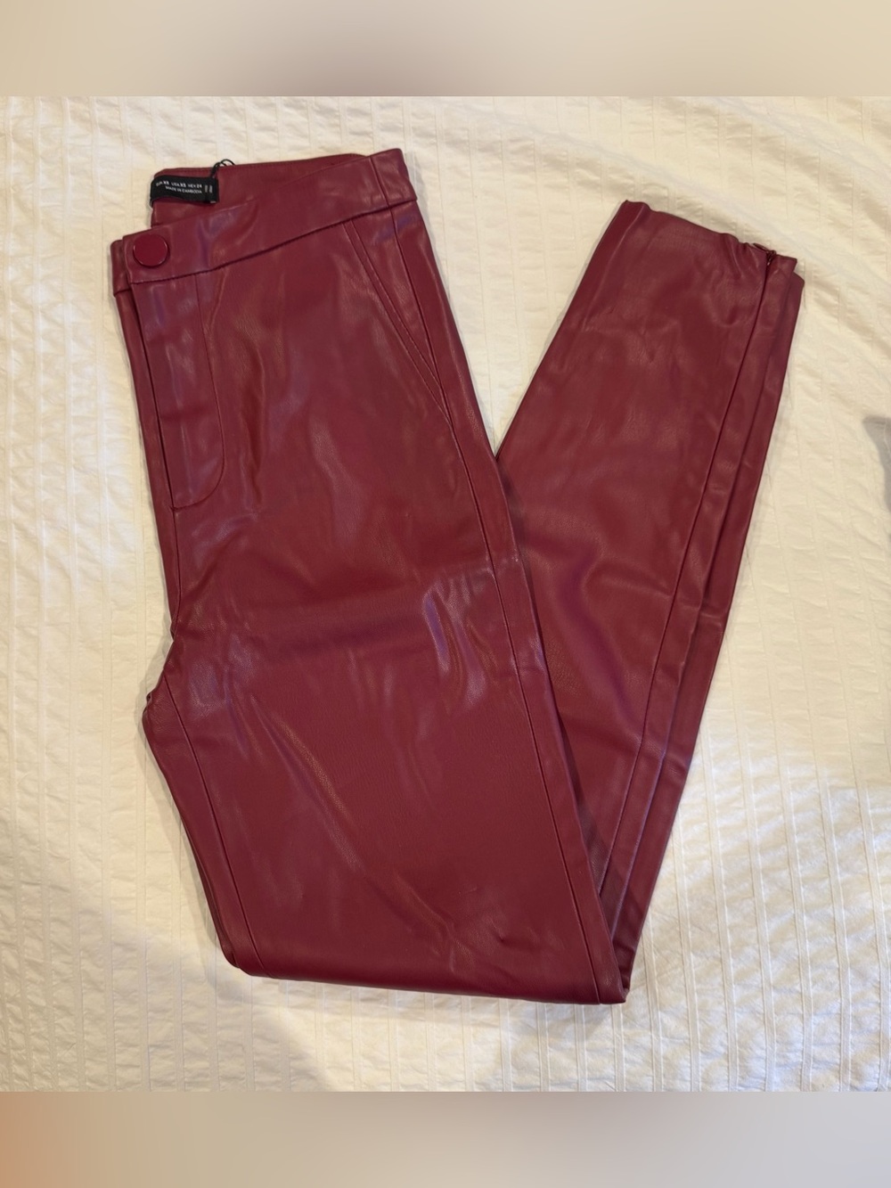 Zara Burgundy Faux Leather Skinny Pants
